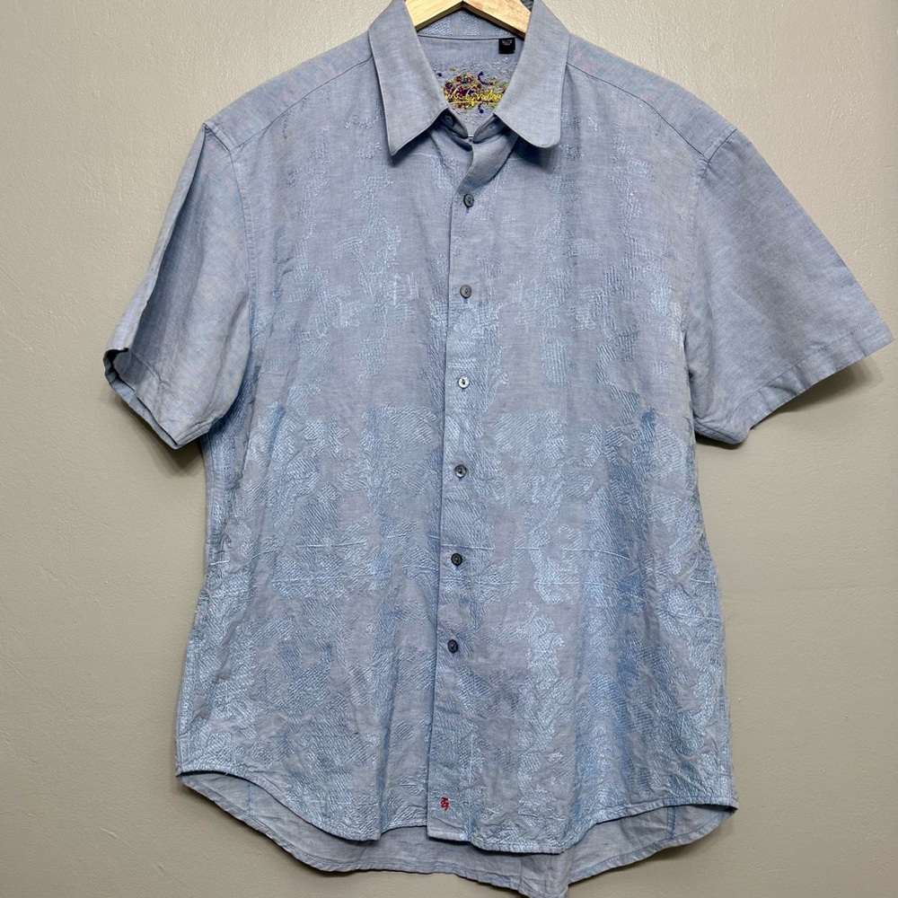 Robert Graham Linen Blend Embroidered SS Shirt